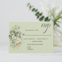 セージグリーン ユーカリ プリントの花柄RSVP |