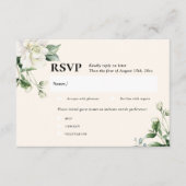 セージグリーン ユーカリ & ローズアイボリー ウェディング RSVP エンクロージャーカード (正面)