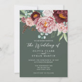 セージグリーン ラスティック ダスティ ローズ ボヘミアンワーク 招待状 (正面)