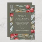 セージグリーン&レッドベリーウィンターウェディング 招待状 (正面/裏面)