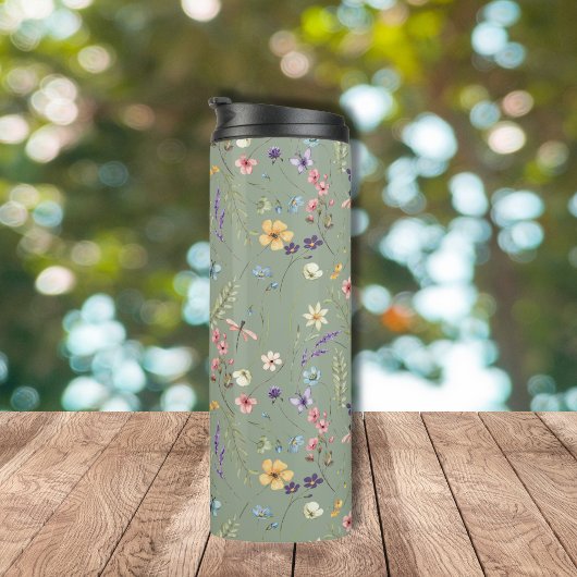 セージグリーン ワイルドフラワーズ オーダーメイド タンブラー