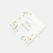 セージグリーン ワイルドフラワー ラスティック ボーホー ベイビーシャワー スタンダードカクテルナプキン (角)