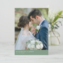 セージグリーン 二枚写真 結婚式 お礼カード サンキューカード