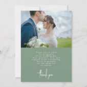 セージグリーン 二枚写真 結婚式 お礼カード サンキューカード (裏面)