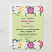 セージグリーン |夏のボホ |エレガント結婚フローラ 招待状 (正面)