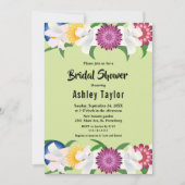 セージグリーン |夏 |エレガントフローラブライダルシャワー 招待状 (正面)