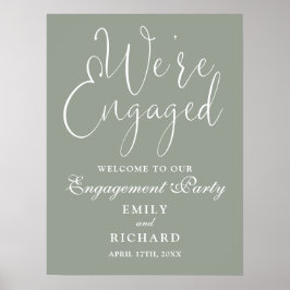 セージグリーン 婚約おめでとう ウェルカムサイン ポスター