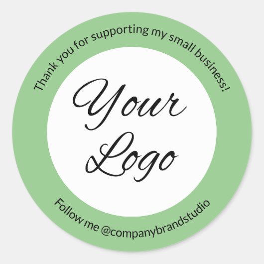 セージグリーン 感謝の気持ち カスタム 企業ロゴ ビジネス ラウンドシール (正面)