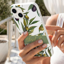 セージグリーン 水彩 フランス カントリー オリーブ パターン Case-Mate iPhone 14ケース