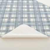 セージグリーン、石板ブルーとクリームプレイド シェルパブランケット (3/4)