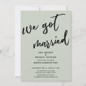 セージグリーン 結婚しました ウェディングレセプション 招待状 (正面)