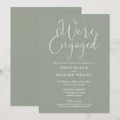 セージグリーン 結婚するよ! スクリプトエンゲージメントパーティー 招待状 (正面/裏面)