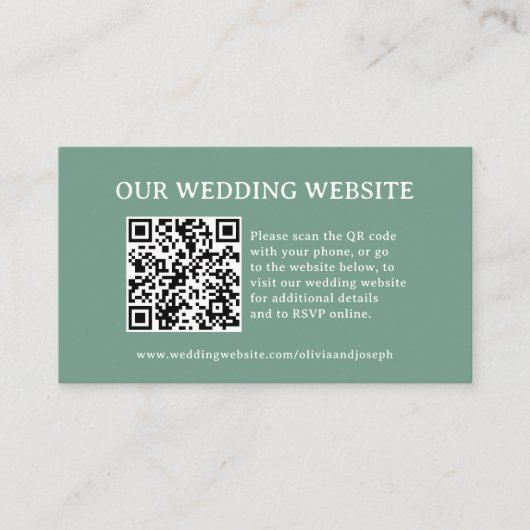 セージグリーン 結婚式 ウェブサイト QRコード エンクロージャーカード (正面)