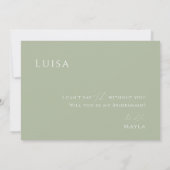 セージグリーン |色あせた写真の花嫁プロポーザル・カード 招待状 (裏面)