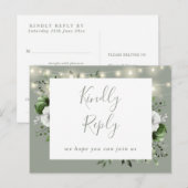 セージグリーン 花柄 ソングリクエスト RSVP ポストカード (正面/裏面)