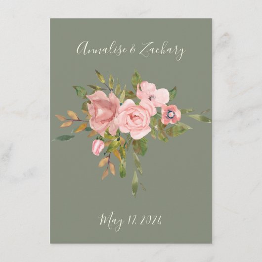 セージグリーン&赤面ピンクフローラ結婚ズディナー メニュー (裏面)