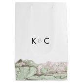 セージグリーン&赤面ピンクミニマリストマーブル ミディアムペーパーバッグ (裏面)