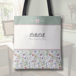 セージグリーン+野の花+オーボエ+ミュージシャン+アクセサリートート トートバッグ