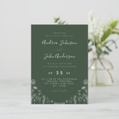 セージグリーン |野花描植物葉秋 招待状 (スタンド正面)
