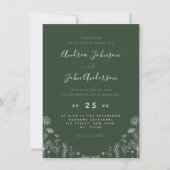 セージグリーン |野花描植物葉秋 招待状 (正面)