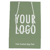セージグリーン 10インチ ギフトバッグ 会社ロゴ ミディアム (裏面)