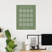 セージグリーン 16 テーブル 結婚式 席次表 ポスター (ホームオフィス)