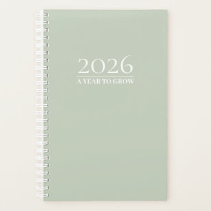 セージグリーン 2026年 プランナー カスタムタイトルとイニシャル