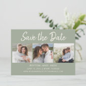 セージグリーン 4枚の写真 両面 ウェディング セーブ・ザ・デート (スタンド正面)