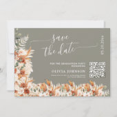 セージグレイ テラコッタ 卒業 Save the Date QR  セーブザデート (正面)