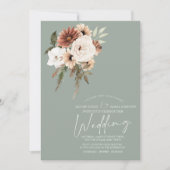 セージグ素朴リーンピーチフローラ結婚ズ 招待状 (正面)