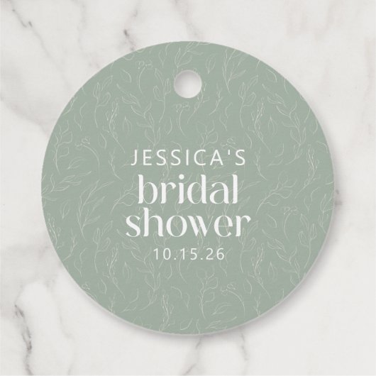 セージグ素朴リーンボタニカルカスタムブライダルシャワー フェイバータグ (裏面)