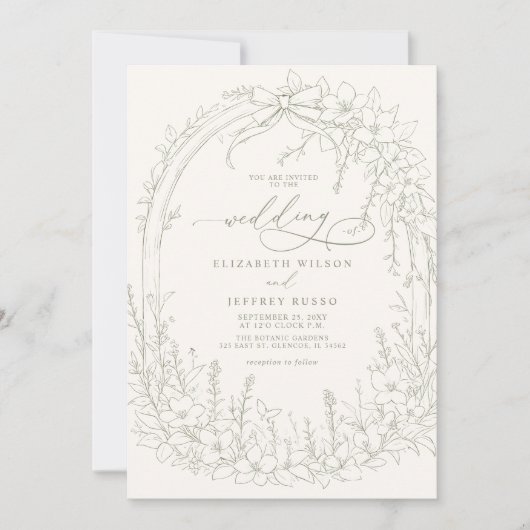 セージコケットウッドランドガーデン結婚フローラ 招待状 (正面)