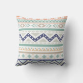 セージコーラルネイビー幾何学模様 クッション (裏面)