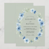 セージコーンフラワーの植物学的な森の結婚式 招待状 (正面/裏面)
