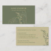 セージゴールドの手に花を握る 名刺 (正面/裏面)