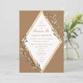 セージゴールドダイヤモンド秋の季節 ブライダルシャワー 招待状 (スタンド正面)