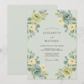 セージゴールドリースの結婚式 招待状 (正面/裏面)