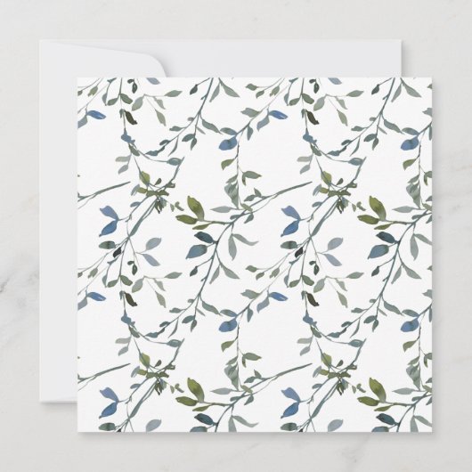 セージシルバーグリーンフローラ結婚式招待状 (裏面)