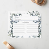 セージシルバーグリーン結婚フローラレシピカード ノートカード (正面/裏面インサイチュ)