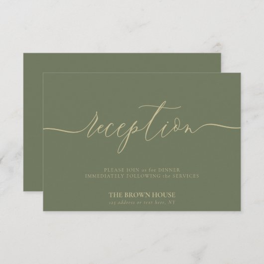 セージシンプルウェディングレセプション 招待状 (正面/裏面)