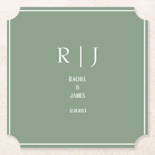 セージシンプルグリエレガントンモダン結婚グラム ペーパーコースター