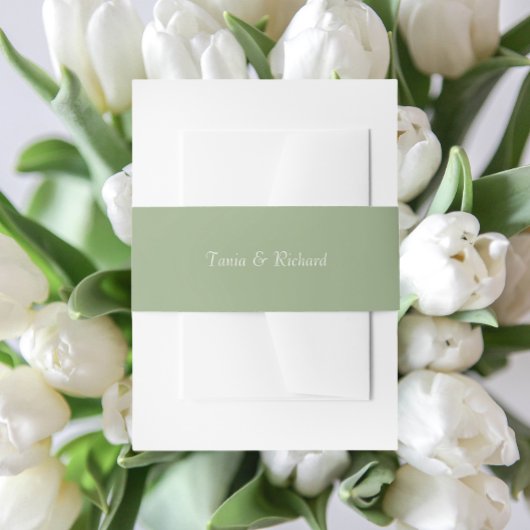 セージシンプルグリーンのスタイル付き名結婚前 招待状ベリーバンド