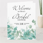 セージシンプルグリーンエレガントユーカリブライダルシャワー カード (正面)