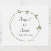 セージシンプルグリーンハート結婚リース スパークリングワインラベル (シングルラベル)