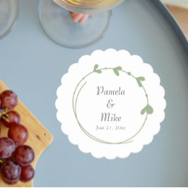 セージシンプルグリーンハート結婚リース ペーパーコースター