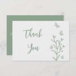 セージシンプルグリーンフローラ結婚ズ サンキューカード