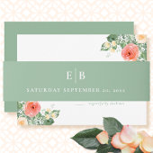 セージシンプルグリーンミニマルイニシャル結婚ズ 招待状ベリーバンド