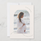 セージシンプルグリーン写真コラージュベビー妊娠 案内状 (正面)