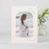 セージシンプルグリーン写真コラージュベビー妊娠 案内状 (スタンド正面)