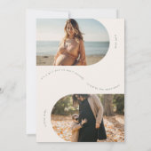 セージシンプルグリーン写真コラージュベビー妊娠 案内状 (裏面)